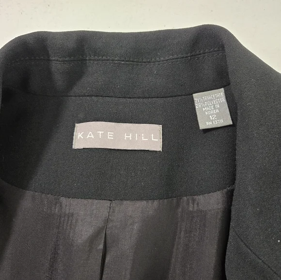 Kate Hill Black 2 Button Shoulder Pad Jacket Blazer size 12 - Picture 7 of 10